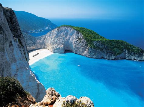 Ocean Surrounded With Mountain Island Greece Greek Beach Hd