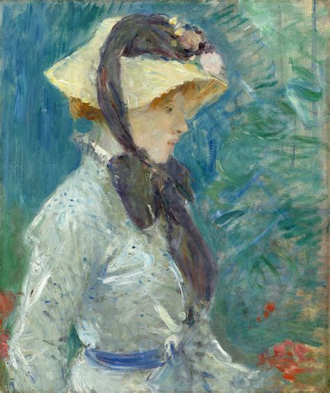 Berthe Morisot Young Woman With A Straw Hat 1884 Berthe Morisot