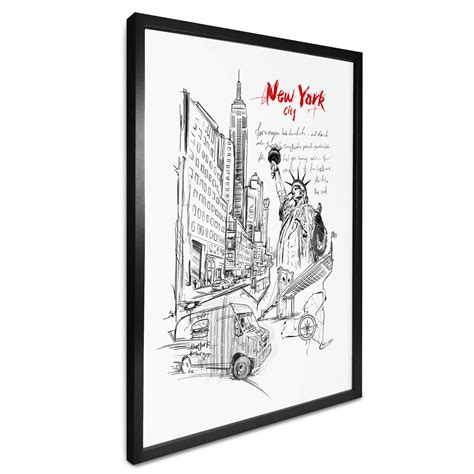 Poster Love your City - New York Vrijheidsbeeld - zwart wit | wall-art.nl