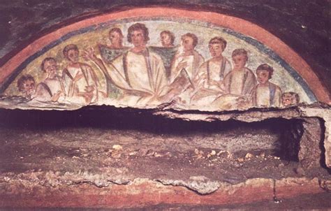 Catacomben Van Domitilla Rome Met Goede Herder Fresco