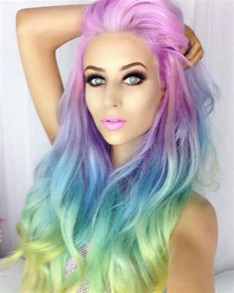 Rainbow Dyed Hair Rainbow Hair Color Hair Color Pastel Hair Dye