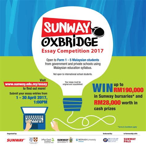 Ideal for lower level learners. College News: Sunway Oxbridge Essay Competition 2017