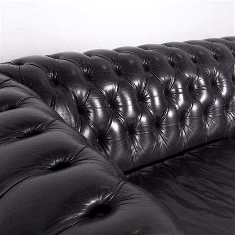 You name it, we've got it. Natuzzi King Designer Leather Sofa Three-Seat Couch Black in Chesterfield Style at 1stdibs