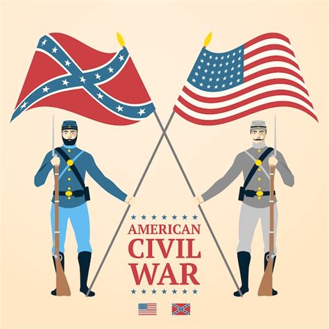 Ilustración de la guerra civil americana Vector Premium