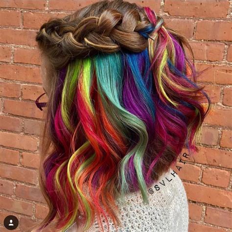 hidden rainbow hair rainbow hair color pastel rainbow rainbow hair highlights peekaboo