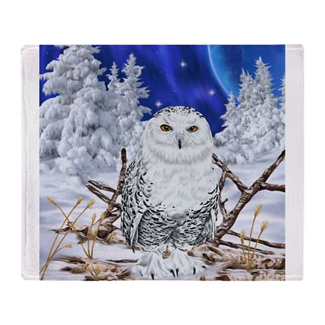 Cafepress Snowy Owl Digital Art Throw Blanket Soft Fleece Throw