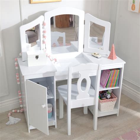Soft feminine curves with delicate ribbon and floral scrollwork create an atmosphere that cultivates the. KidKraft Deluxe 2 Piece Vanity Set with Mirror & Reviews ...
