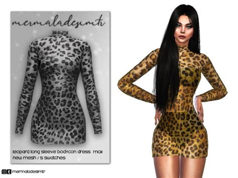 Leopard Long Sleeve Bodycon Dress Mc111 By Mermaladesimtr