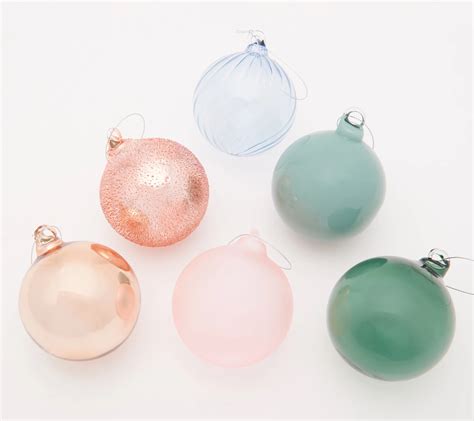 martha stewart set of 6 glass ball ornament set