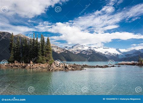 Garibaldi Lake And Snowy Mountain Stock Photo Image Of Blue