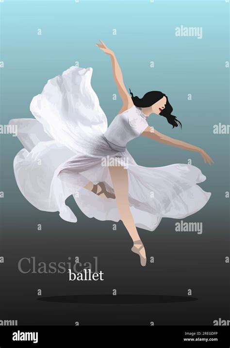 Classical Ballet Dancer Colored 3d Vector Illustration Stock Vector