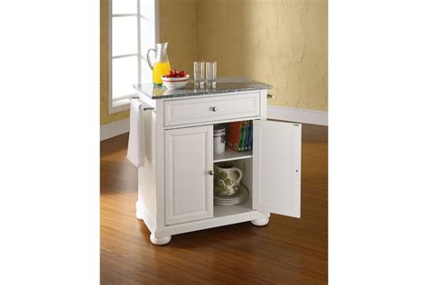 White wooden portable drop leaf folding rolling kitchen island trolley stools. Alexandria Solid Granite Top Portable Kitchen Island in ...