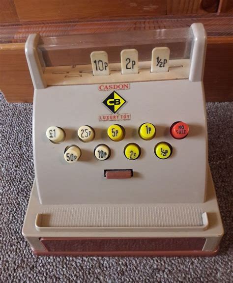 Vintage Casdon Luxury Toy Cash Till Register 1970s With Some Play Money