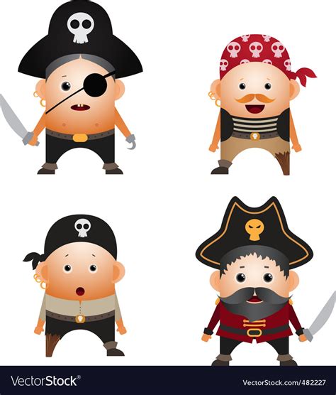 Set Of Cartoon Pirates Royalty Free Vector Image