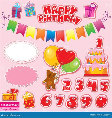 Set Of Birthday Party Elements For Your Design Stock Vector