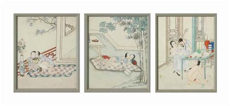 A Group Of Three Chinese Erotic Paintings By Anonymous Chinese On