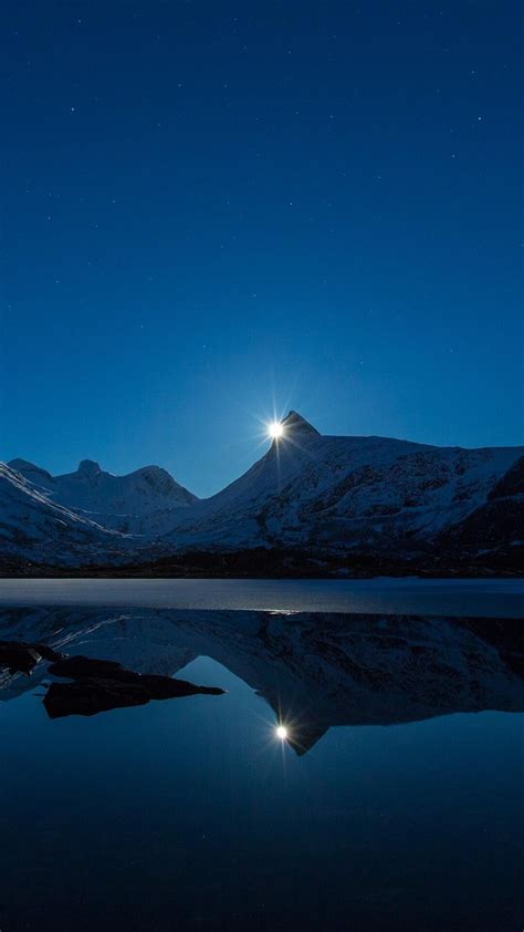 1080x1920 Mountain Moon Reflection In Water Iphone 76s6 Plus Pixel