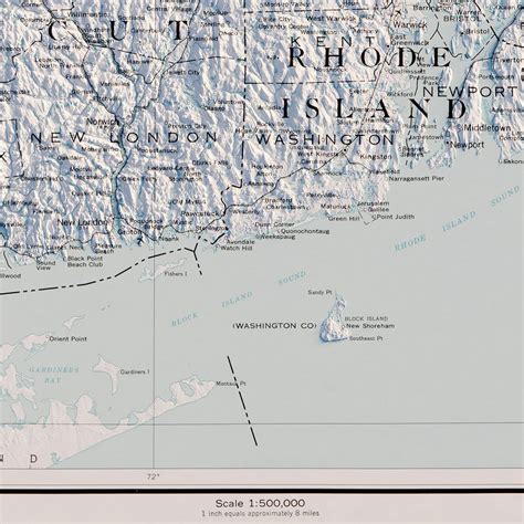 Massachusetts Rhode Island And Connecticut 1975 Shaded Relief Map