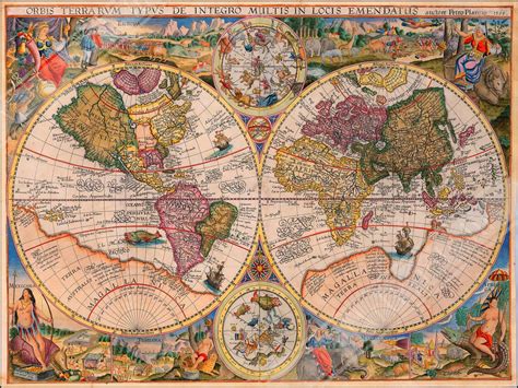 Vintage World Map Poster Old World Map Print From 1594 Etsy