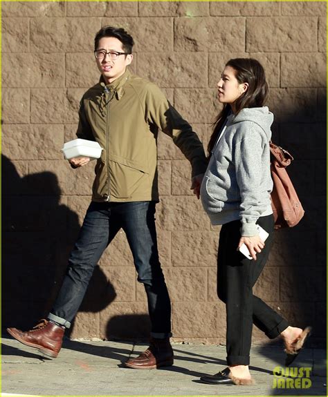 Walking Deads Steven Yeun Steps Out With Pregnant Wife