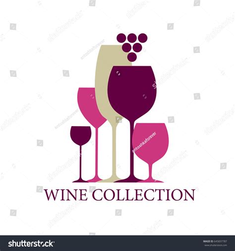 Wine Bar Logo Template Red And White Wine Royalty Free Stock Vector 645837787