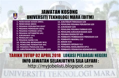 Job vacancies 2021 at uitm johor job vacancies 2016: Jawatan Kosong Terkini di Universiti Teknologi MARA (UiTM ...