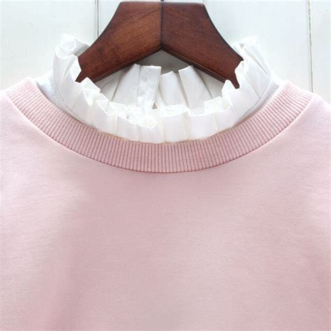 Retail Women Stringy Selvedge Stand Up Collar Cotton Ruffled Detachable