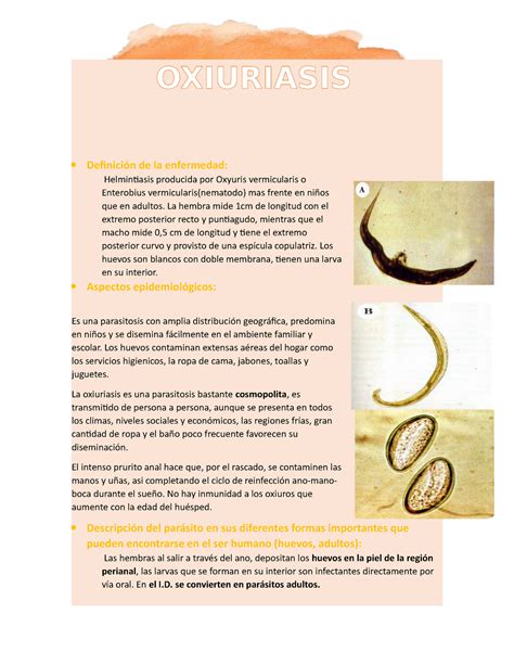 Oxiuriasis o enterobiasis parasitologia Botero Definición de la