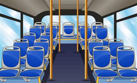 Empty Bus Interior With Blue Seats And Bus Handle 6951845 Vector Art At