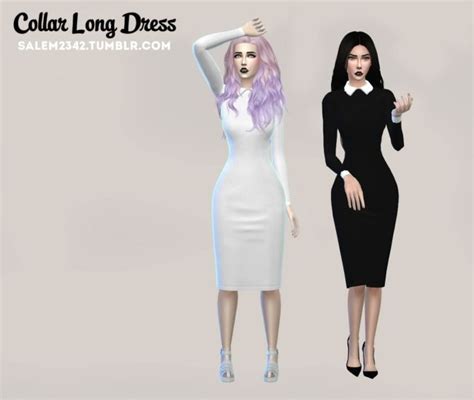 Collar Long Dress At Salem2342 Via Sims 4 Updates Check More At