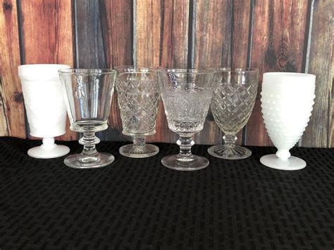 Mismatched Colored Drinking Glasses Set Of 6 Vintage Goblets Etsy Vintage Stemware Vintage