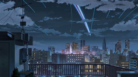 Wallpaper Anime City Clouds Kimi No Na Wa Falling Star Your Name