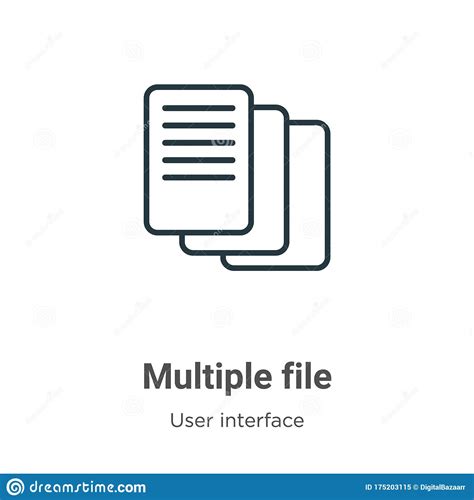 Multiple File Outline Vector Icon Thin Line Black Multiple File Icon