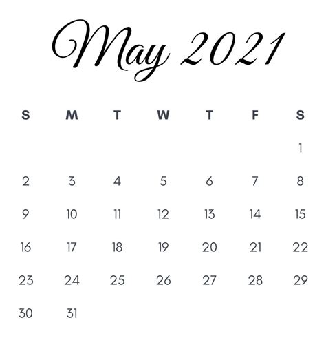 Cute May 2021 Calendar Free Resume Templates