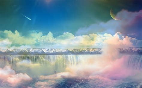 Dreamy Vision Waterfall Wallpaper Dreamy Landscapes Pastel Wallpaper