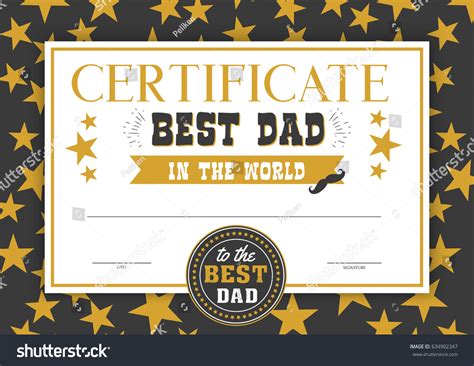 Best Dad World Certificate Special Perfect Stock Vector Royalty Free