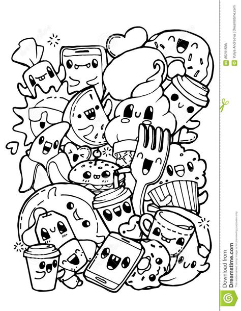 Do you have to be a great artist to doodle? Dining Doodles. Coloring Pages For Kids. Stock Vector ...