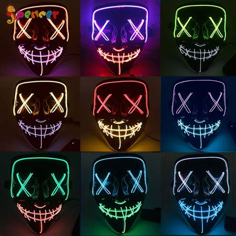 Spencer Halloween Led Glow Scary Mask El Wire Light Up The Purge Movie