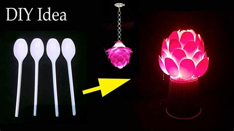 How To Make A Lamp With Plastic Spoons At Home Youtube