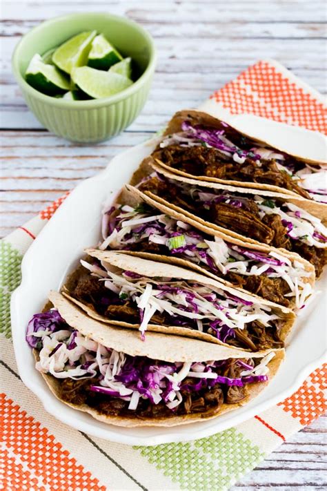 Simple ingredients from fridge and pantry. Kalyn's Kitchen®: Pressure Cooker (or Slow Cooker) Low-Carb Flank Steak Tacos with Spicy Mexican ...