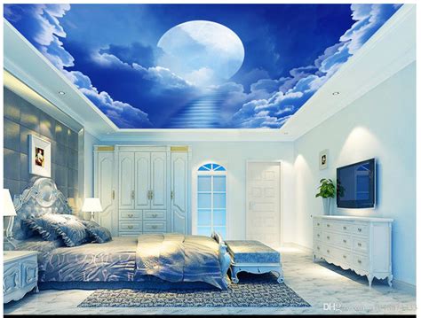 3d Wallpaper Custom Photo Ceiling Mural Wallpaper Beautiful Dream Star Moon White Cloud Living