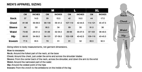 Men S Clothing Size By Height And Weight Chart