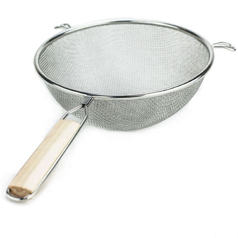 Double Mesh Strainer Colander Sieve Sifter Stainless Steel Fine 8