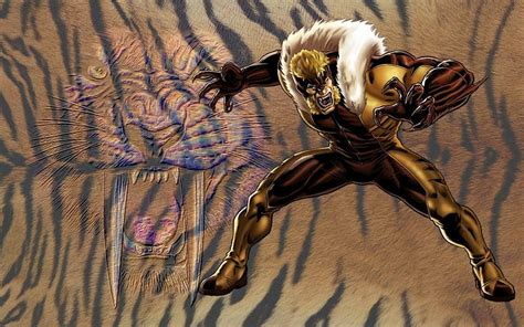 Sabretooth Marvel Supervillain Tigerstripes Abstract Sabertooth