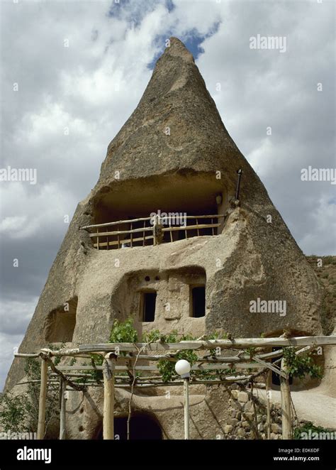 Turkey Cappadocia Uchisar Cave House Central Anatolia Stock Photo
