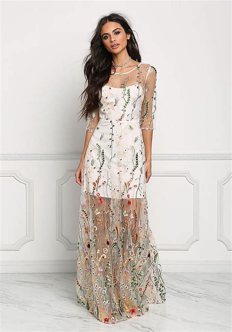 Multi Tulle Floral Embroidered Maxi Gown Boutique Culture 2019