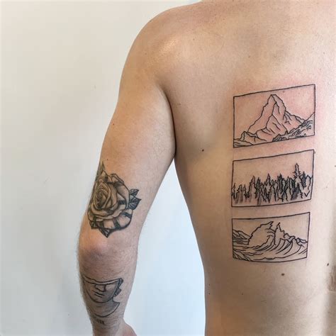 From bodies of water and clear blue skies, to plains for miles and forests full of dense fields, the world is a beautiful place to explore and admire. Outdoor scenery tattoo | Scenery tattoo, Tattoos, Triangle ...