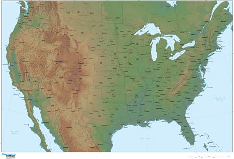United States Relief Wall Map By Map Resources Mapsales