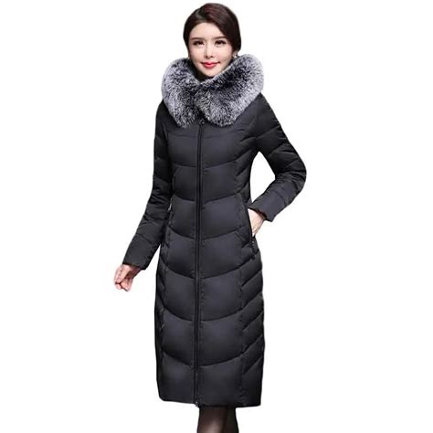 fashion high end long down coats 2018 women luxury winter jacket with raccoon fur neck female