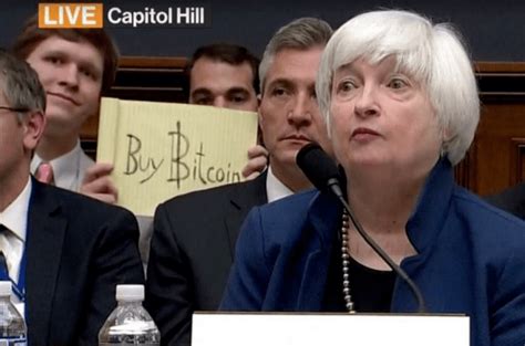 The cryptocurrency world was amazed as a man held a buy bitcoin sign for the cameras during federal reserve chairwoman janet yellen's appearance before the congressional committee on wednesday. Bitcoin Sign Guy: The man who photobombed Janet Yellen ...
